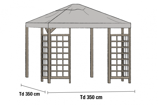 Hov paviljongtak 350x350 grå Brafab