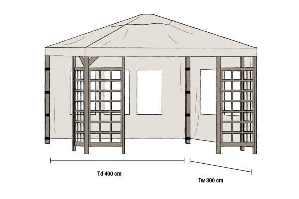 Hov paviljong sidovägg 1 par 300x400 beige Brafab