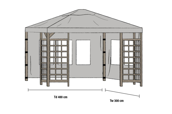 Hov paviljong sidovägg 1 par 300x400 grå Brafab