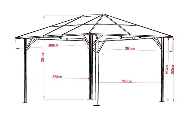 Scopello paviljong 3x4 vit/grå Brafab