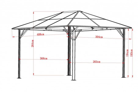 Scopello paviljong 3x4 vit/grå Brafab