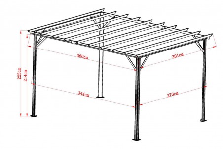 Piode pergola 3,0x3,6 vit/grå Brafab