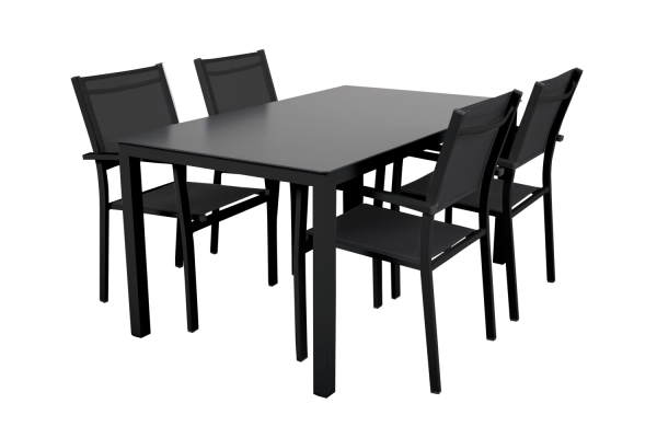Rana matbord 150x90 H73 svart med glas Brafab