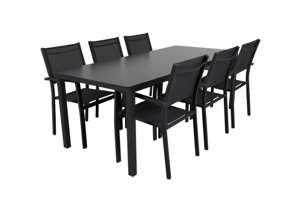 Rana matbord 200x90 H73 svart med glas Brafab