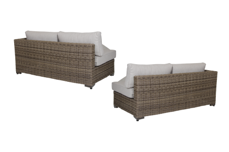 Ninja avslut 2-sits H+V rustik med beige dyna Brafab