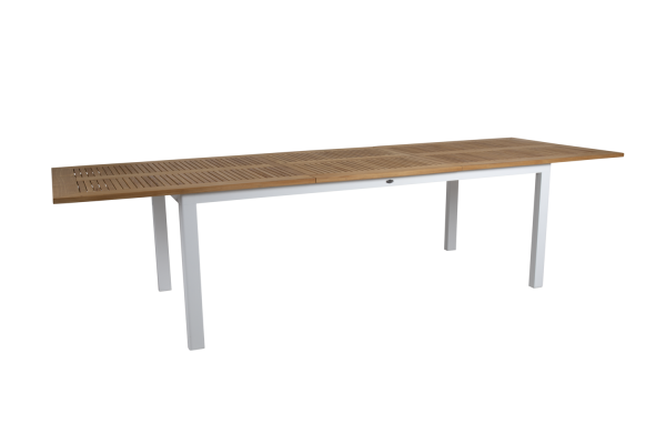 Lyon matbord utdragbart 224/304x100 H76 cm vit/teak Brafab