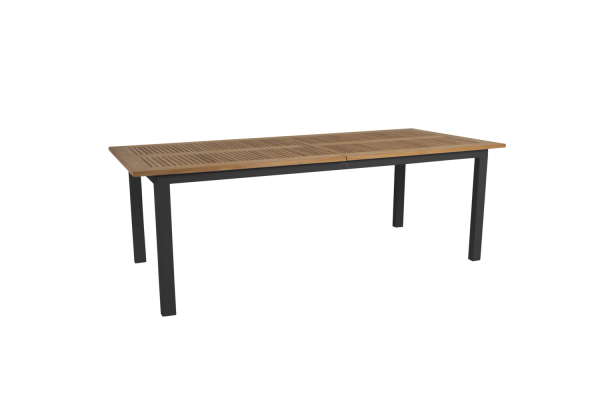 Lyon matbord utdragbart 224/304x100 H76 cm svart/teak Brafab