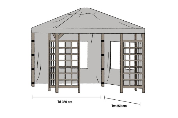 Hov paviljong sidovägg 1 par 350x350 grå Brafab