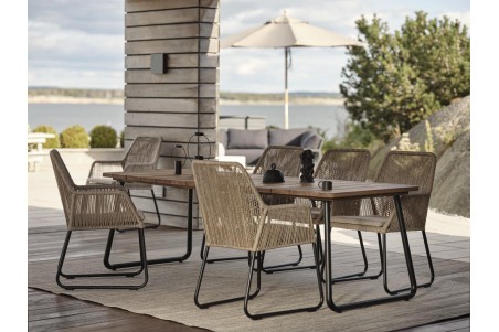 Nolli matbord 225x90 H73 svart/teak Brafab