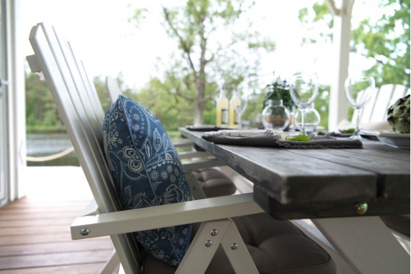 Shabby Chic bord 86x195 cm grå/vit Hillerstorp