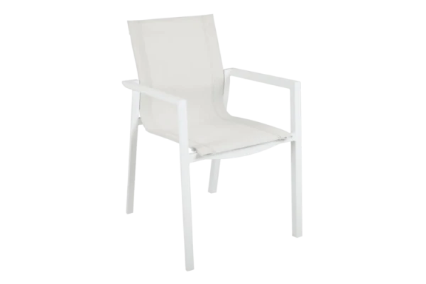 Delia karmstol alu/off-white textilene Brafab