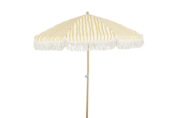 Gatsby parasoll Ø180 cm natur/gul-vit Brafab