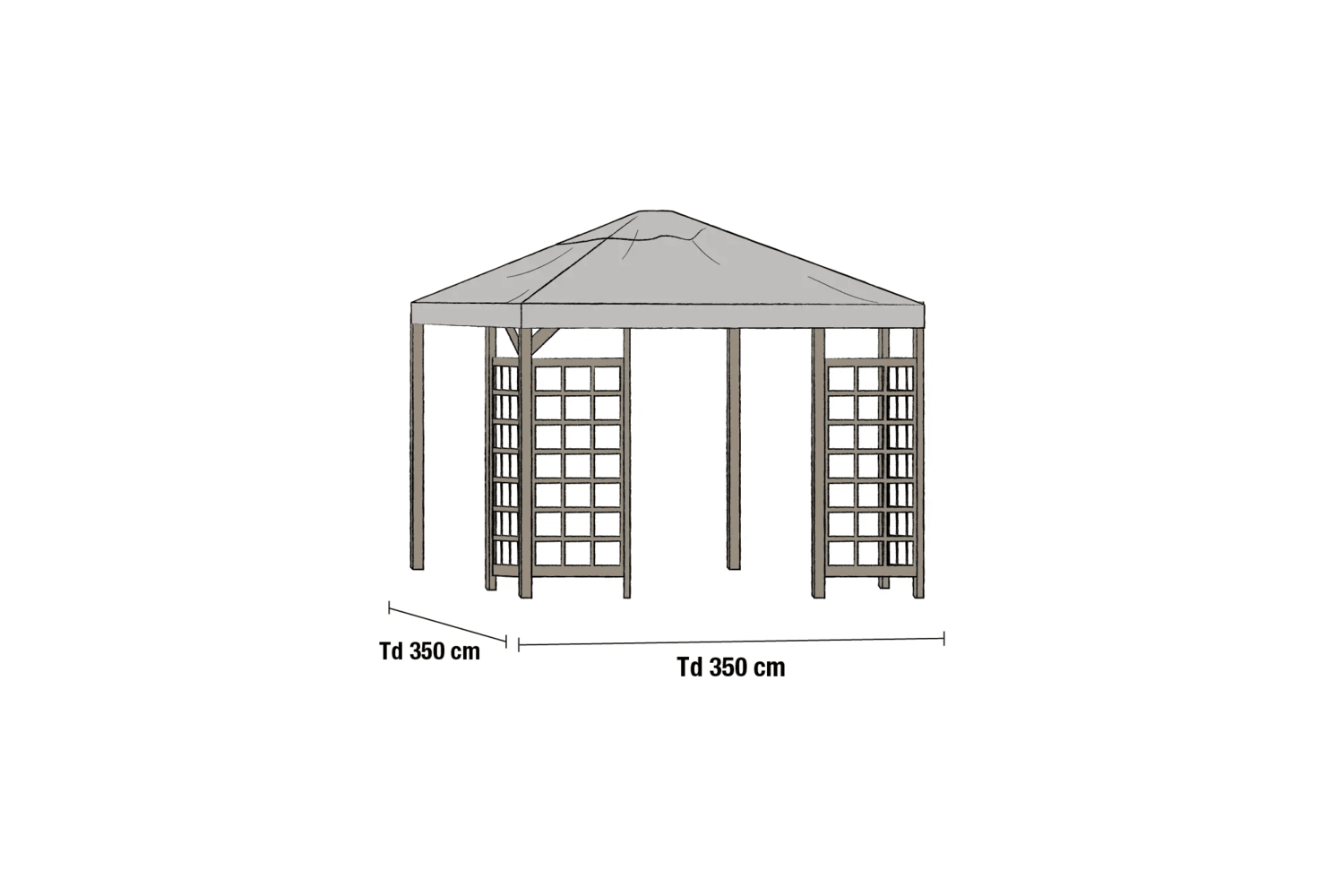 Hov tak 350x350 cm grå Brafab