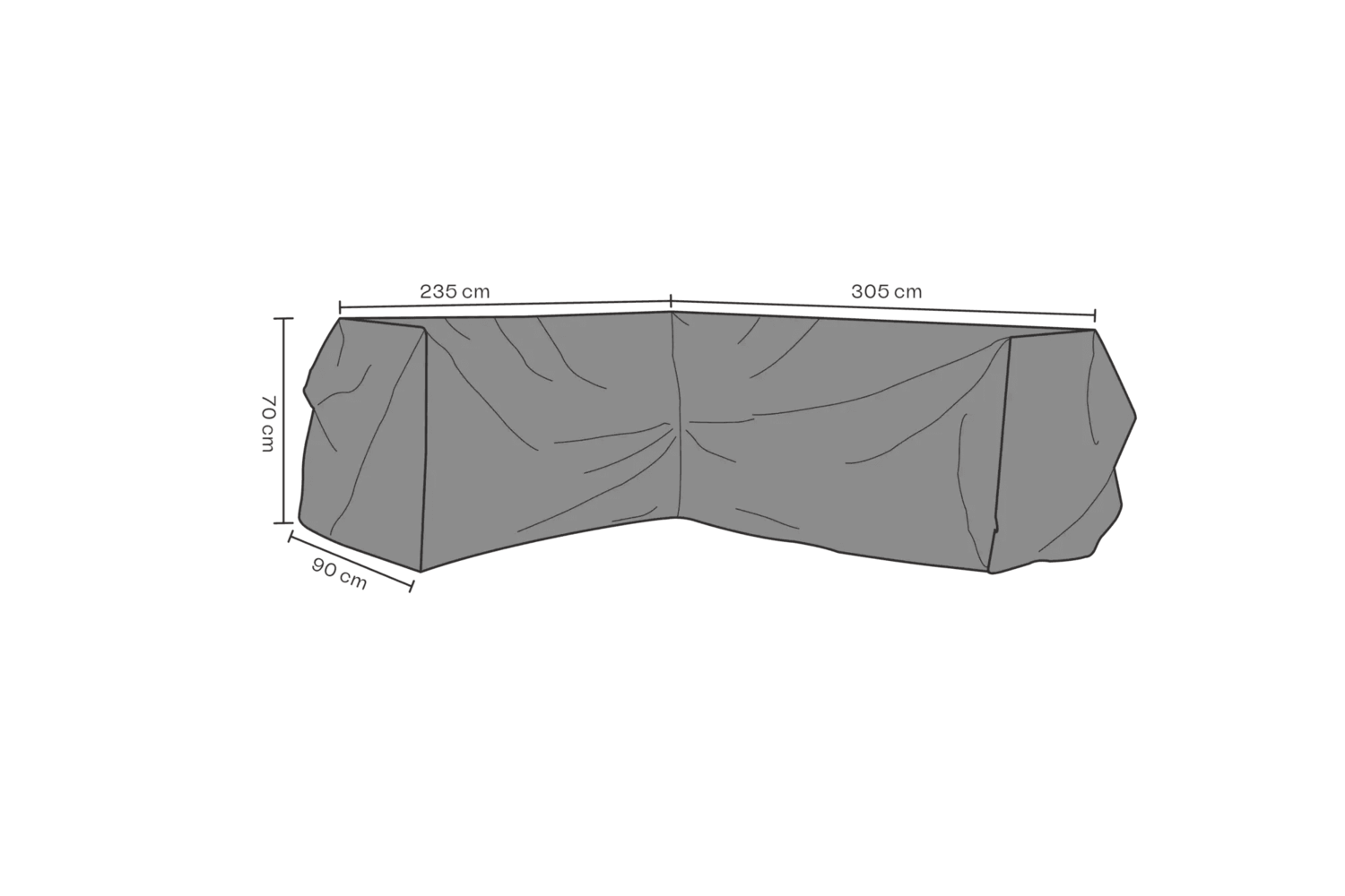 Möbelskydd hörnsoffa V305/H235x90 H70 cm svart - andas Brafab