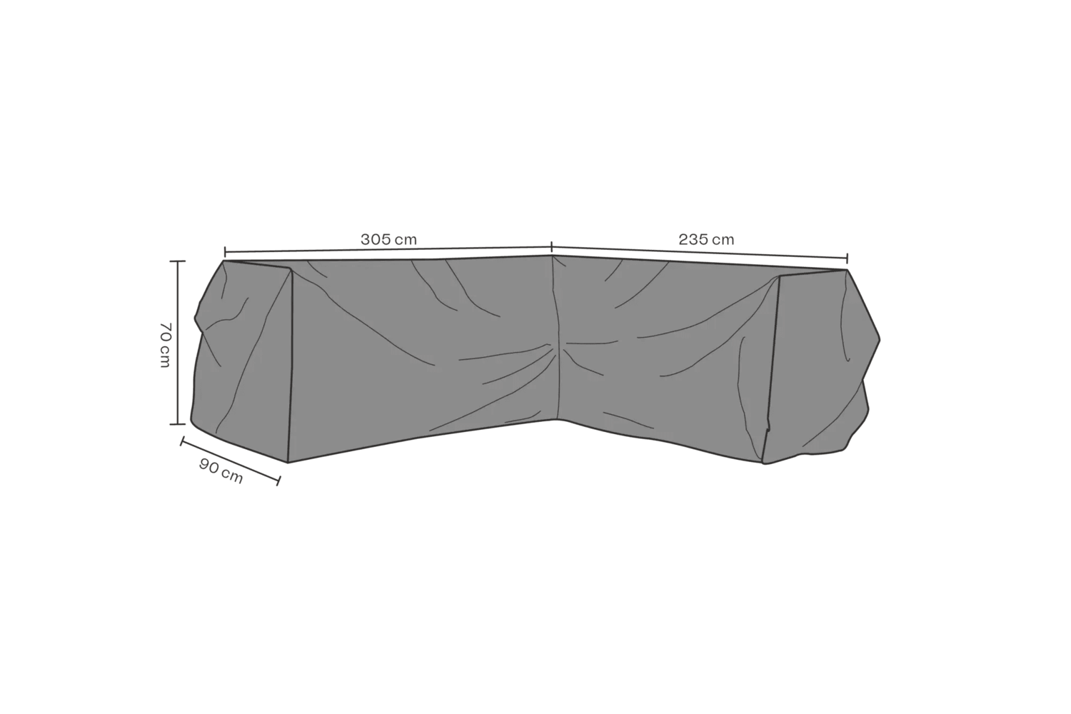 Möbelskydd hörnsoffa V235/H305x90 H70 cm svart - andas Brafab