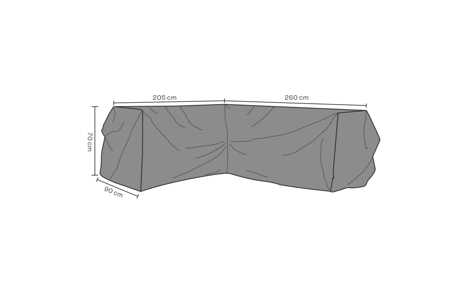 Möbelskydd hörnsoffa V260/H205x90 H70 cm svart - andas Brafab