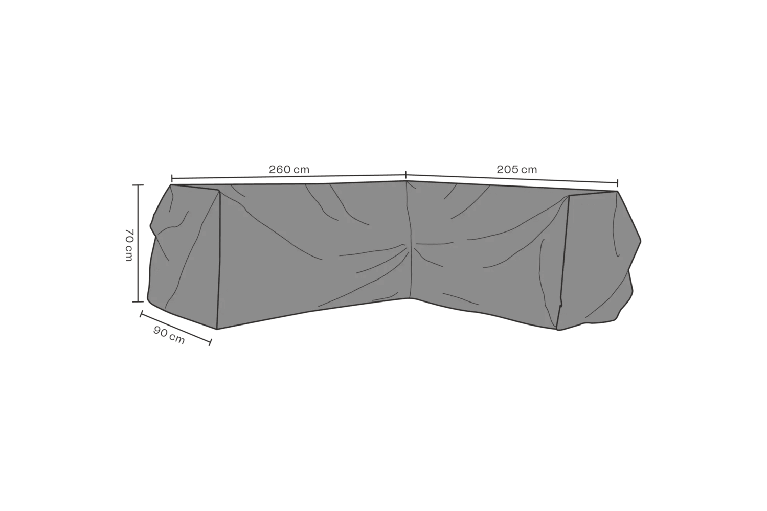 Möbelskydd hörnsoffa V205/H260x90 H70 cm svart - andas Brafab