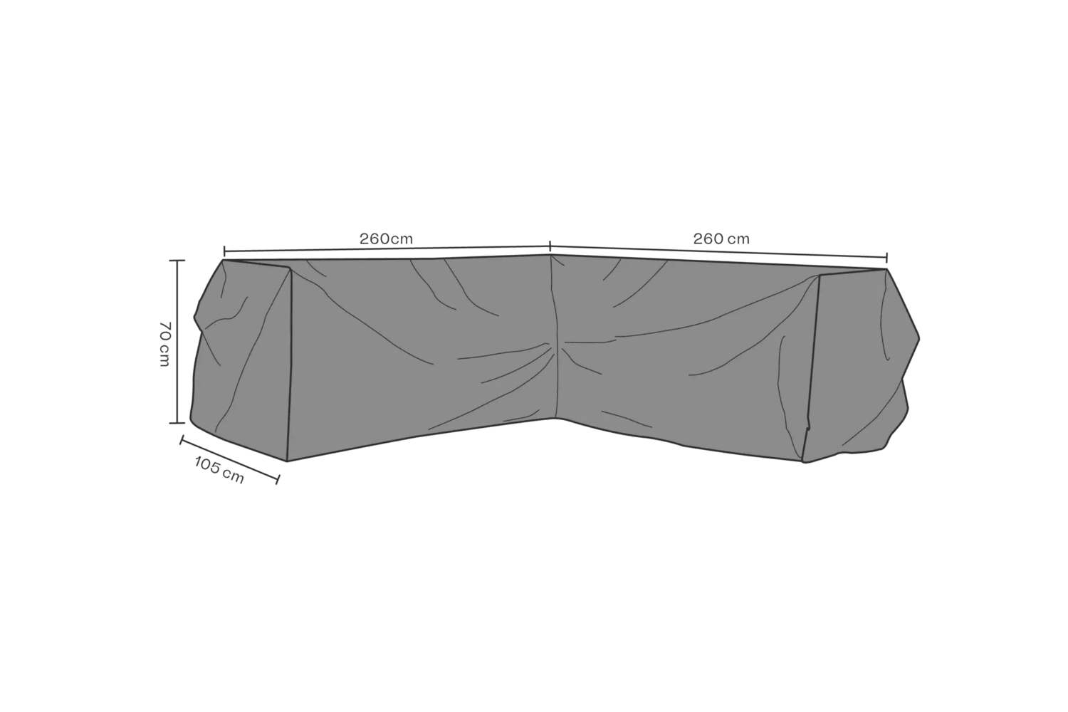 Möbelskydd hörnsoffa V260/H260x105 H70 cm svart - vattentätt Brafab