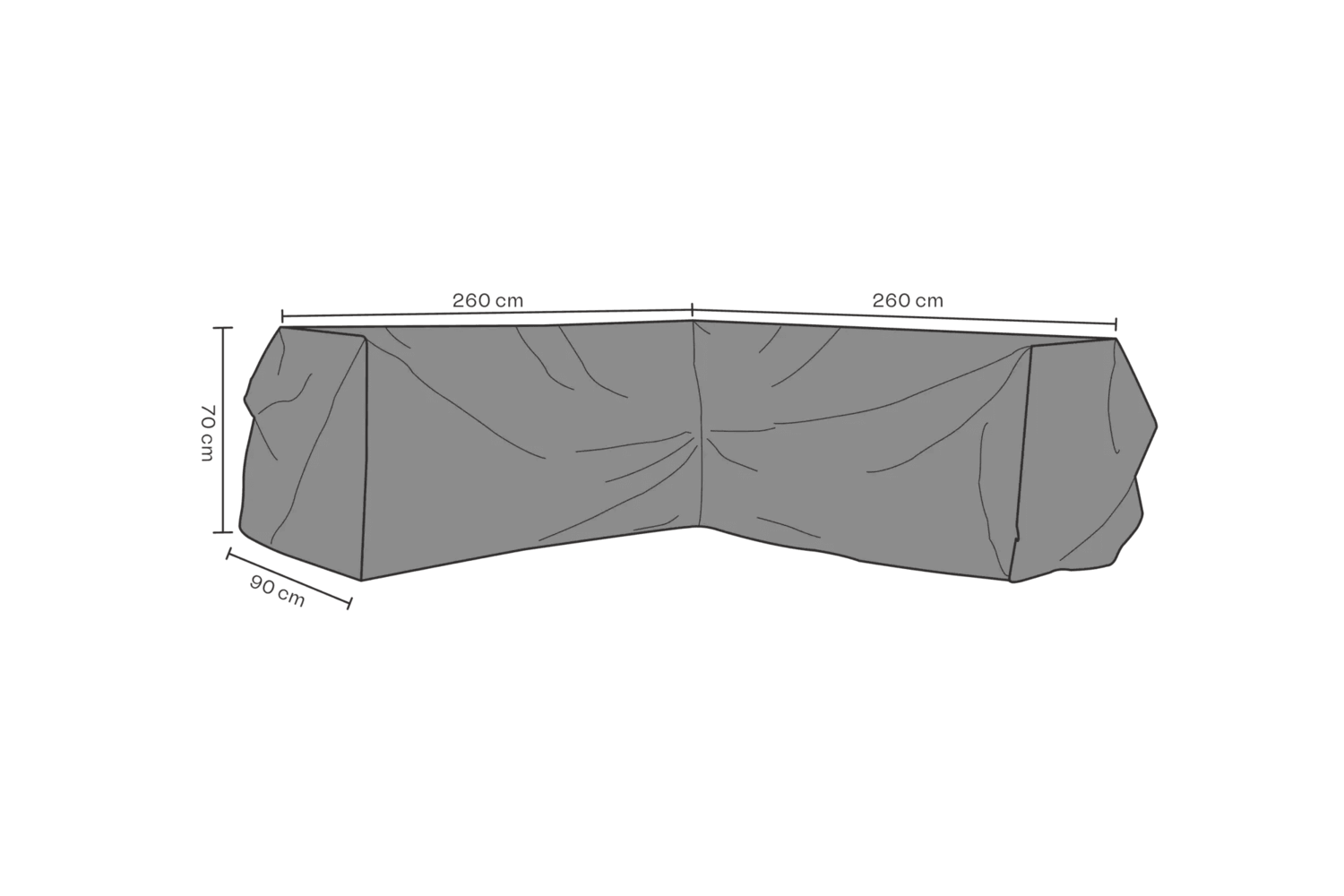 Möbelskydd hörnsoffa V260/H260x90 H70 cm svart - vattentätt Brafab