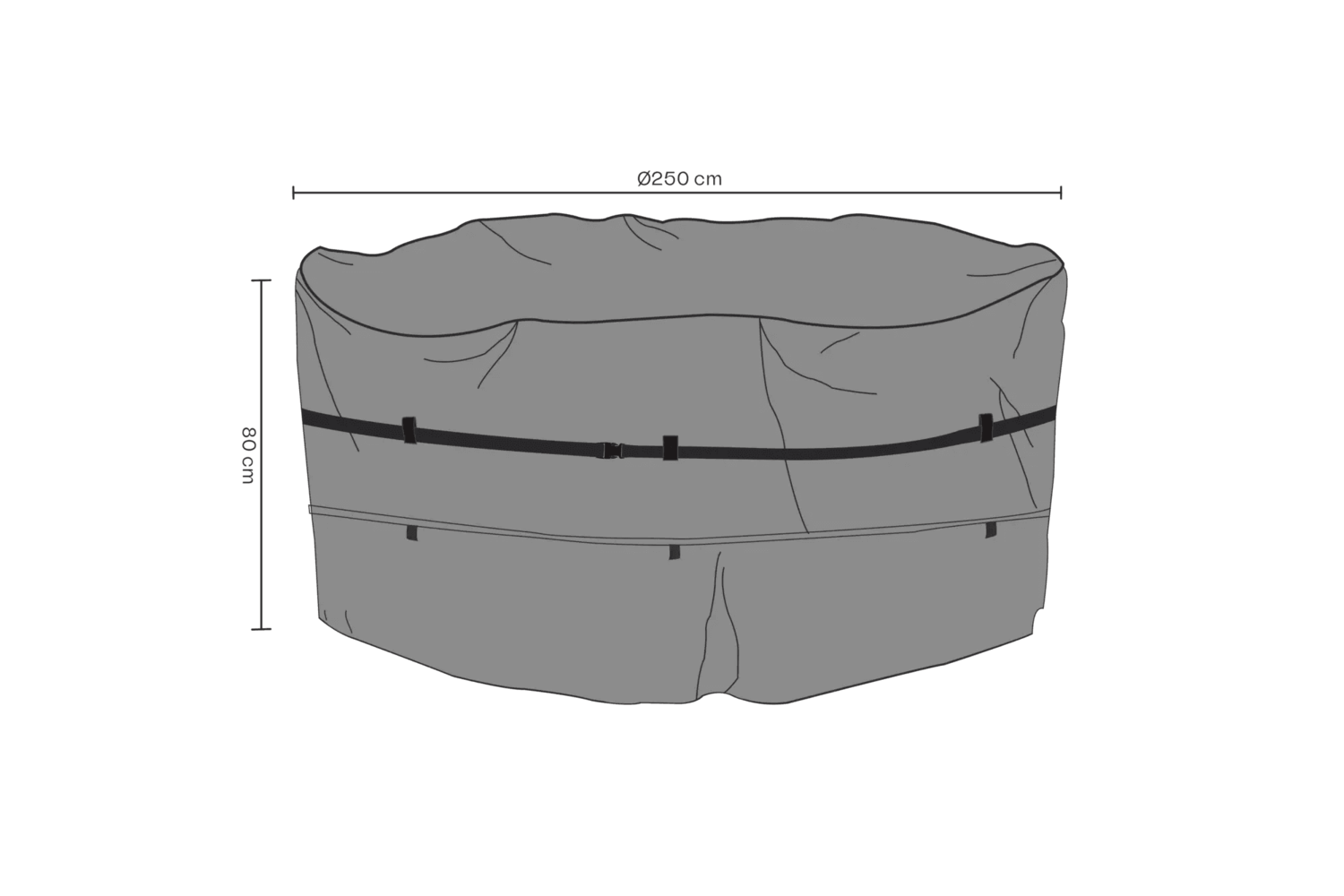 Möbelskydd matgrupp Ø250 H80 cm svart - andas Brafab