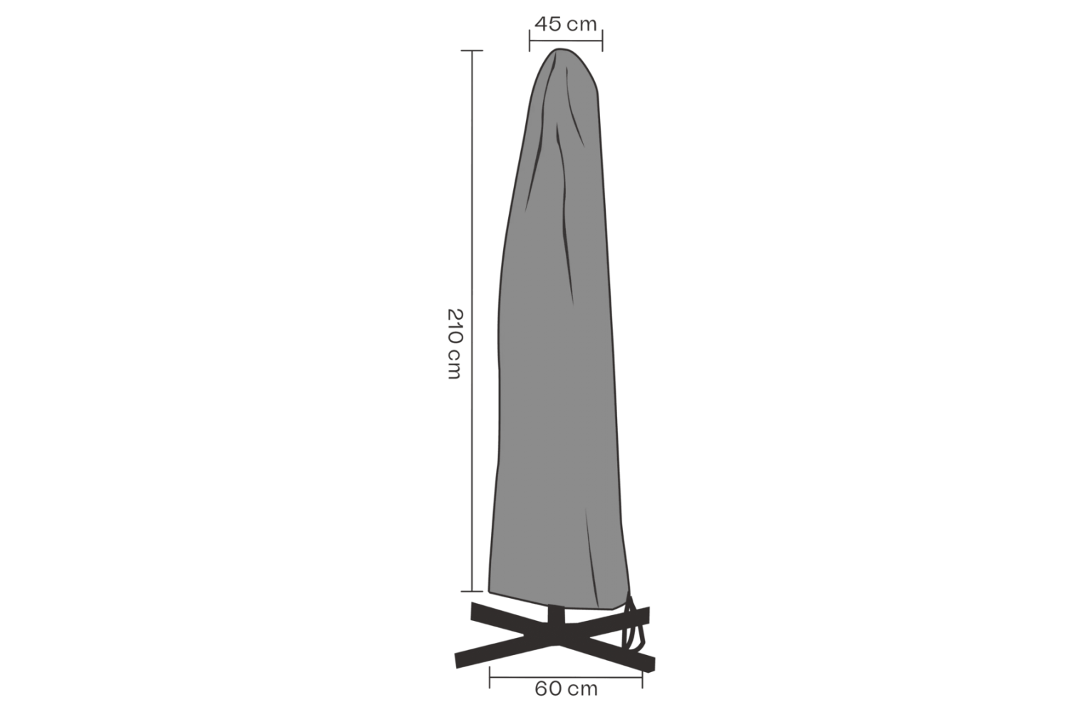 Möbelskydd parasoll 210x45/60 cm svart - vattentätt Brafab