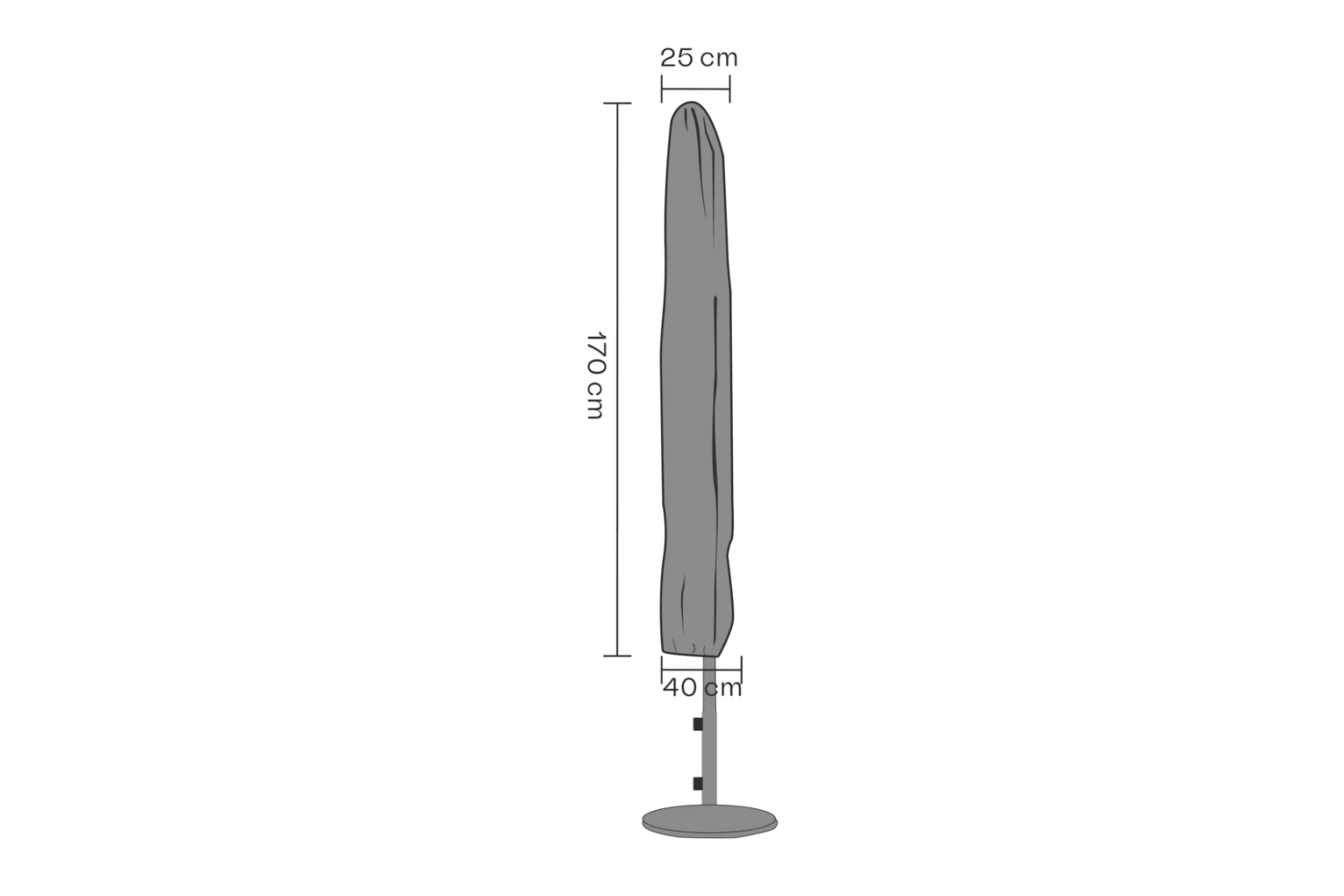 Möbelskydd parasoll 170x25/40 cm svart - vattentätt Brafab