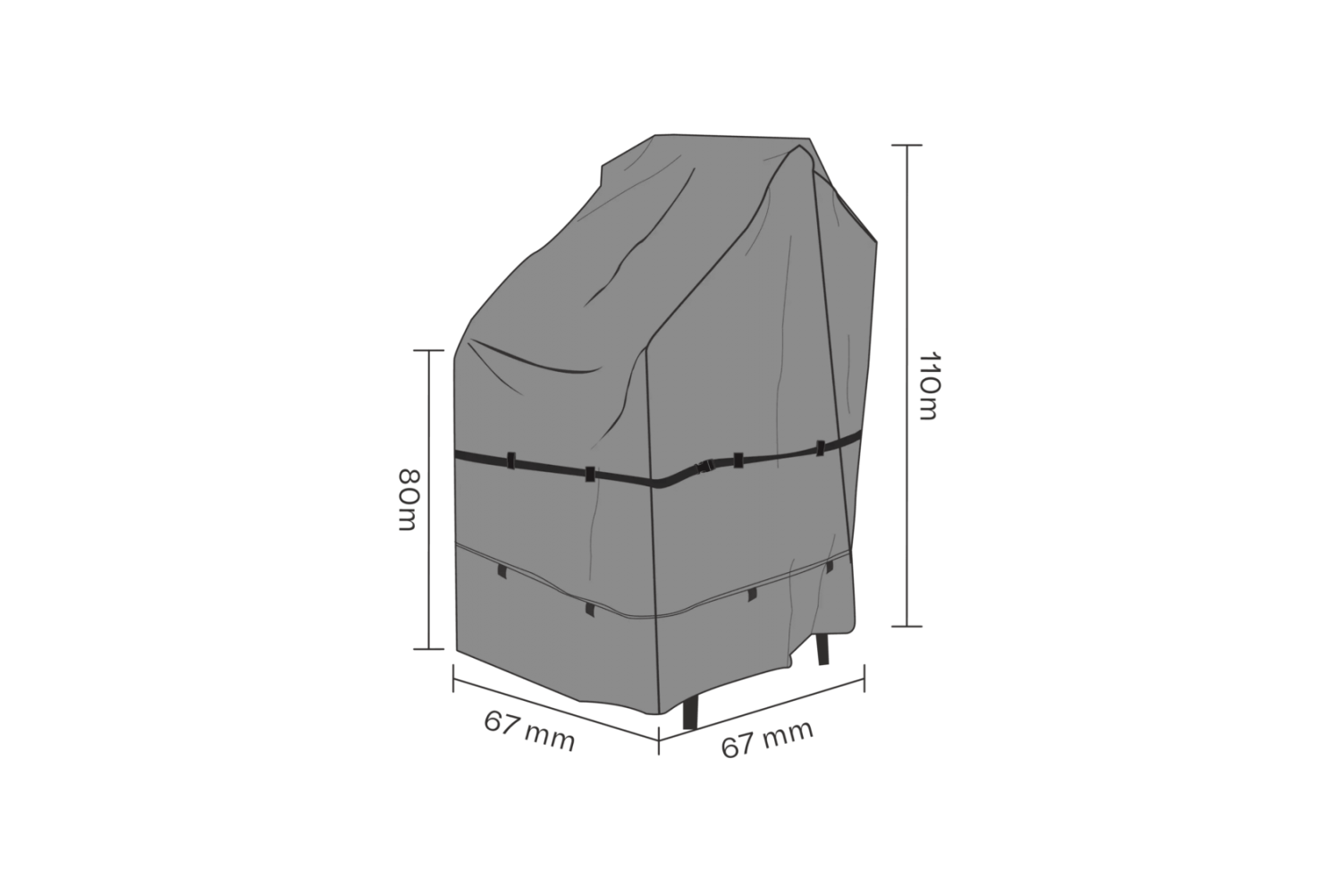 Möbelskydd stapelstol 67x67x80/110 cm svart - andas Brafab