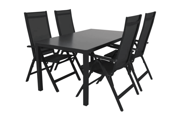 Rana matgrupp 4 pos.stol + bord svart Brafab