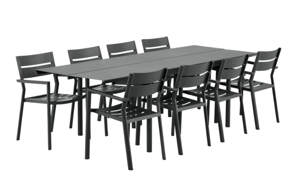 B45 & Delia matgrupp 8 stol + bord antracit Brafab