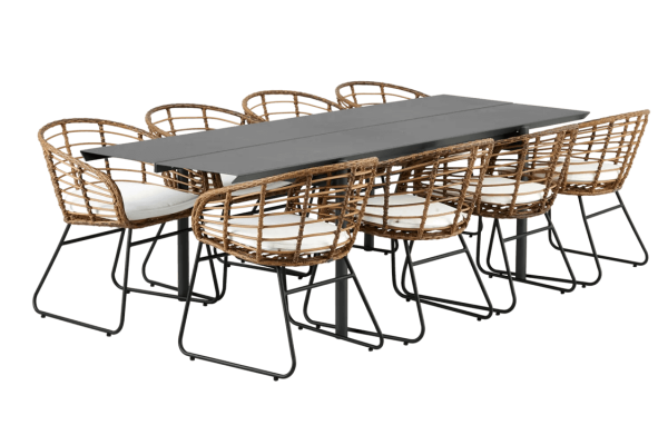 B45 & Covelo matgrupp 8 stol + bord antracit/svart Brafab
