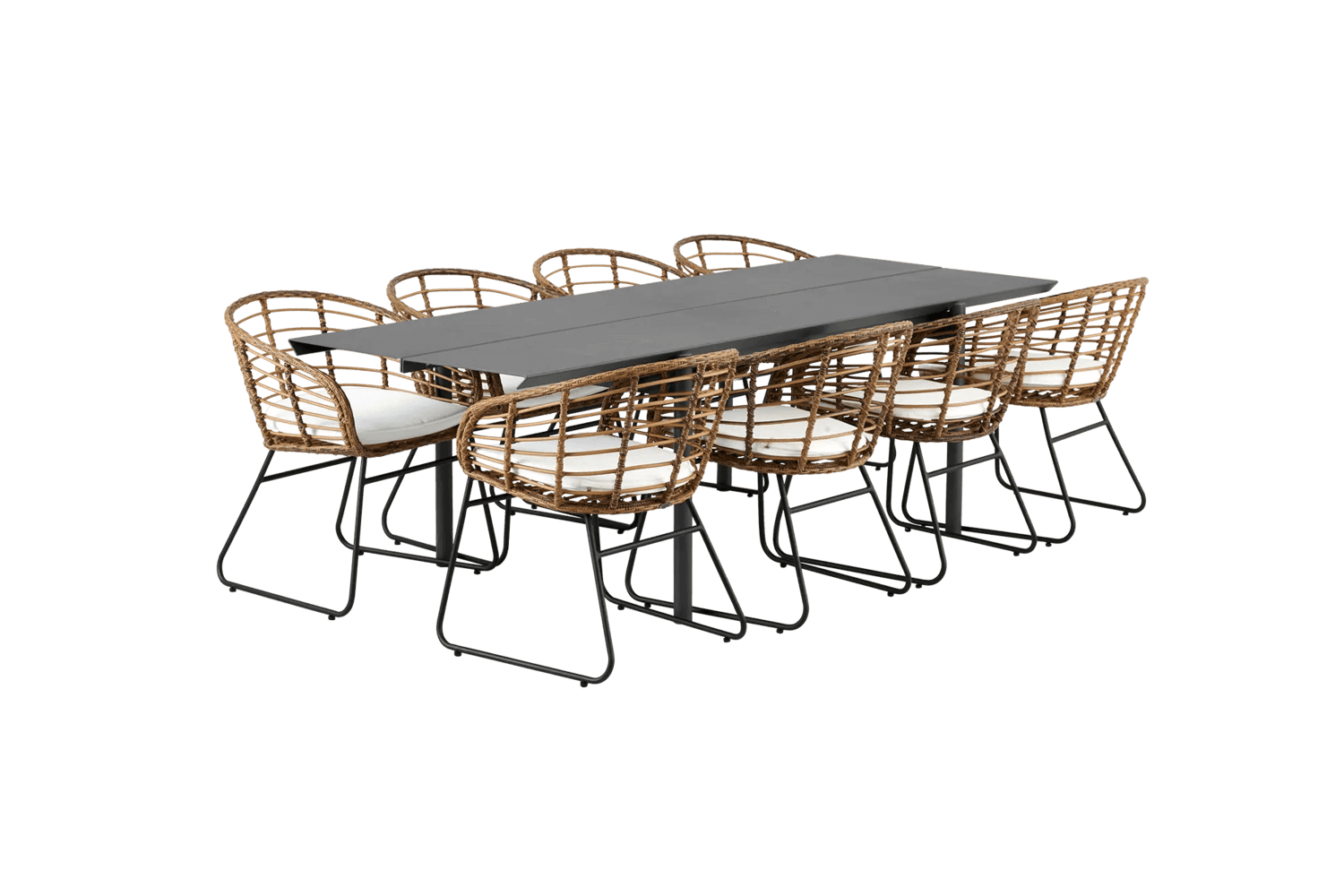 B45 & Covelo matgrupp 8 stol + bord antracit/svart Brafab
