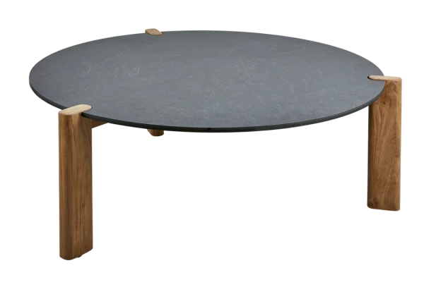 Domino soffbord Ø90 H36 cm antracit/teak Brafab