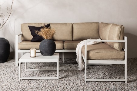 Salvador hörnsoffa vit/beige Venture Home