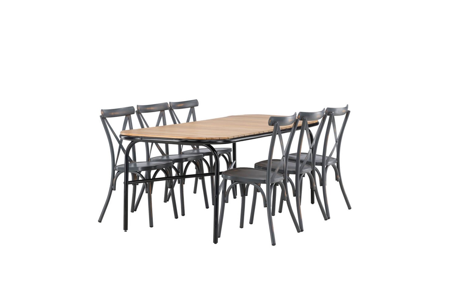 Holmbeck, Tablas rektangulär matgrupp mörkgrå/natur Venture Home Holmbeck, Tablas rektangulär matgrupp mörkgrå/natur Venture Home