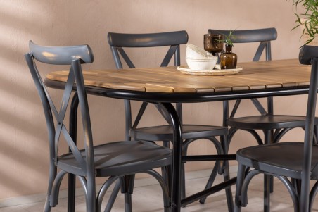 Holmbeck, Tablas rektangulär matgrupp mörkgrå/natur Venture Home