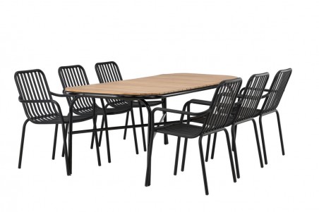 Holmbeck, Peking rektangulär matgrupp natur/svart Venture Home