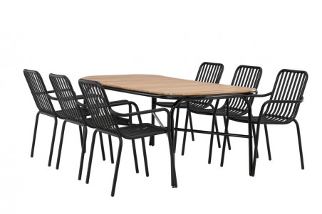 Holmbeck, Peking rektangulär matgrupp natur/svart Venture Home