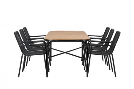 Holmbeck, Peking rektangulär matgrupp natur/svart Venture Home