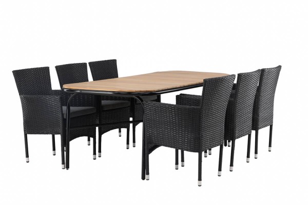Holmbeck, Malina rektangulär matgrupp svart/natur Venture Home