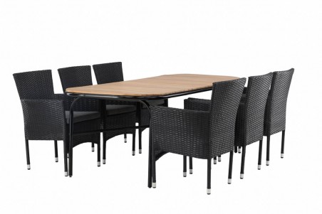 Holmbeck, Malina rektangulär matgrupp svart/natur Venture Home