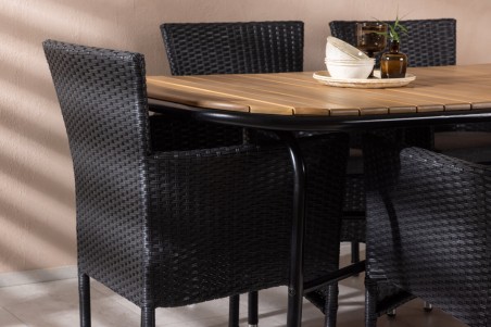 Holmbeck, Malina rektangulär matgrupp svart/natur Venture Home