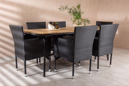 Holmbeck, Malina rektangulär matgrupp svart/natur Venture Home