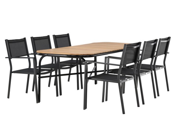 Holmbeck, Copacabana rektangulär matgrupp svart/natur Venture Home