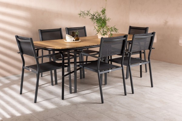 Holmbeck, Copacabana rektangulär matgrupp svart/natur Venture Home