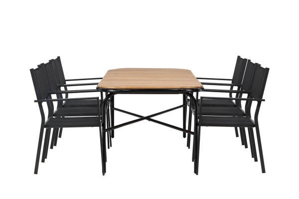 Holmbeck, Copacabana rektangulär matgrupp svart/natur Venture Home