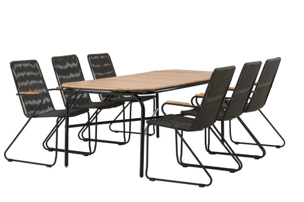 Holmbeck, Bois rektangulär matgrupp svart/natur Venture Home