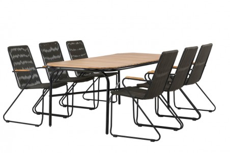 Holmbeck, Bois rektangulär matgrupp svart/natur Venture Home