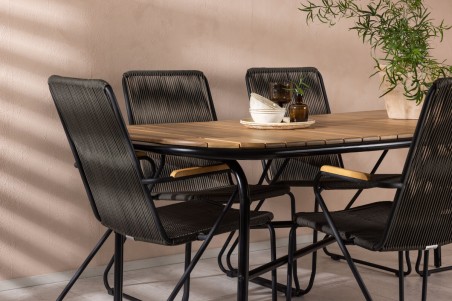 Holmbeck, Bois rektangulär matgrupp svart/natur Venture Home