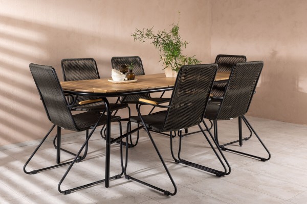 Holmbeck, Bois rektangulär matgrupp svart/natur Venture Home