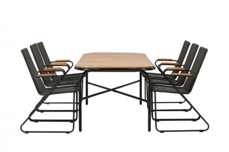 Holmbeck, Bois rektangulär matgrupp svart/natur Venture Home